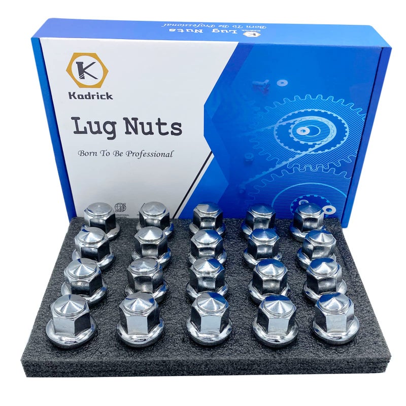 Kadrick 20pcs M12x1.5 Lug Nuts,One-Piece Solid Chrome OEM Factory Style, Replacement for 2001-2024 Ford Escape/2012-2018 Focus/2006-2020 Fusion/Lincoln 2015-19 MKC/2012-16 MKZ,Large Acorn Seat - Image 1